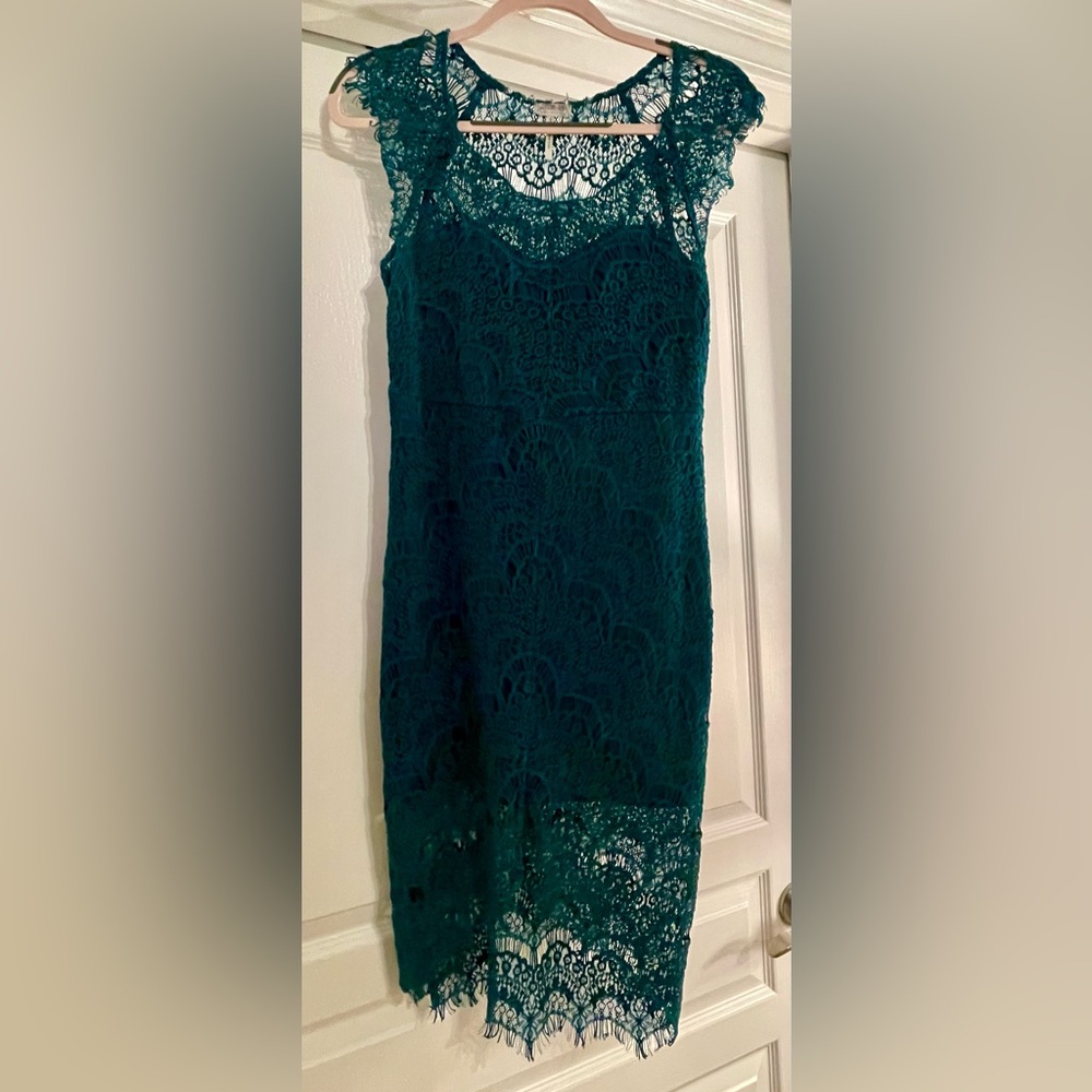 EUC - Intimately Free People Elegant Lace Dress in Teal; Small